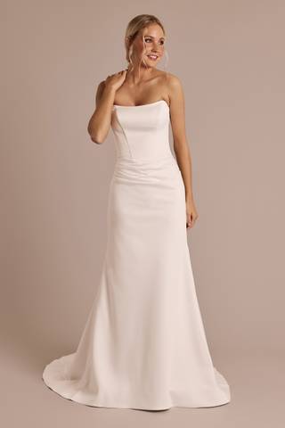 Picture of Strapless Satin Draped Mermaid Wedding Dress